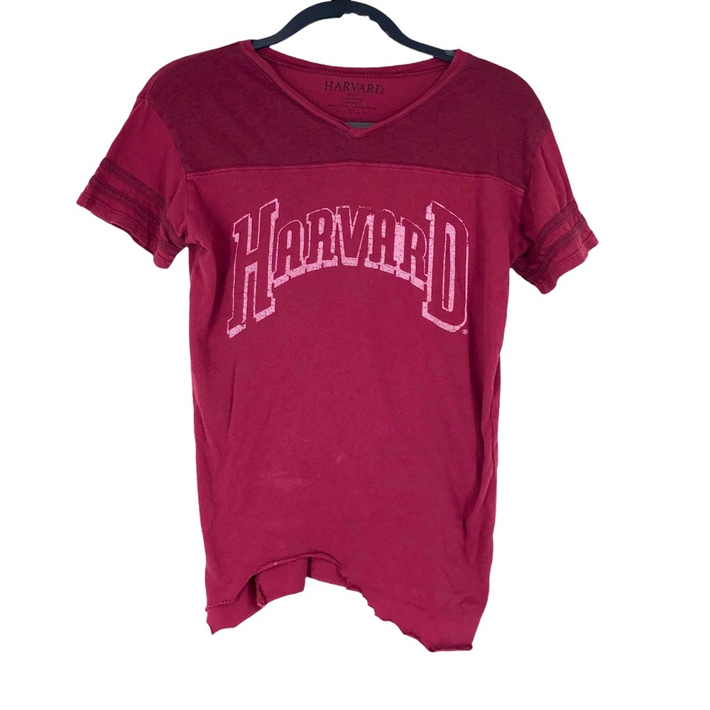 Harvard Distressed Raw Jagged Hem T-Shirt Soft Lightweight Cotton SZ XL